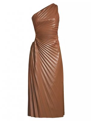 Платье макси Solie из искусственной кожи со складками , цвет brown leather Delfi