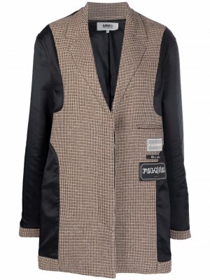 Однобортное пальто со вставками MM6 Maison Margiela. Цвет: черный