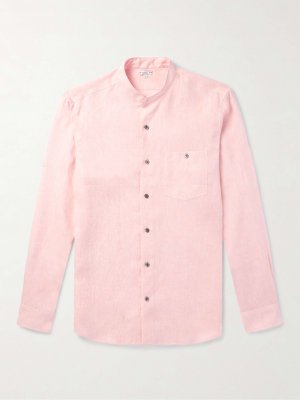 Льняная рубашка с дедушкиным воротником , розовый Caruso