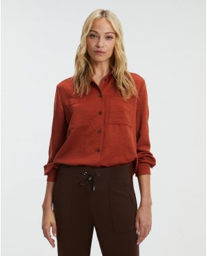 Атласная женская рубашка с длинным рукавом и карманами , оранжевый Paz Torras