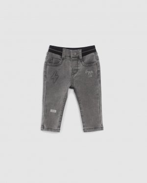 Серые джинсы для мальчика на резинке талии , серый IKKS