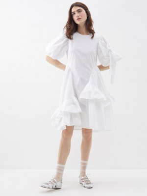 Хлопковое платье danita с асимметричными оборками и завязкой на спине , белый Cecilie Bahnsen