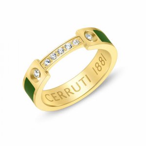 Печатка BRIDGE, эмаль, кристалл, размер 16, золотой Cerruti 1881. Цвет: золотистый/золотой