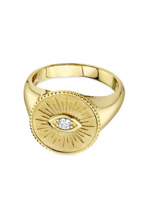 Кольцо из желтого золота с бриллиантом Sydney Evan. Цвет: золотистый