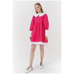 Пышное мини-платье с воротником En_W11875_фуксия Розовый 42-44 Ennergiia. Цвет: розовый