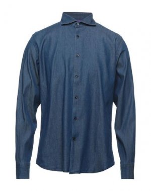 Джинсовая рубашка LUIGI BASSOLINO. Цвет: синий