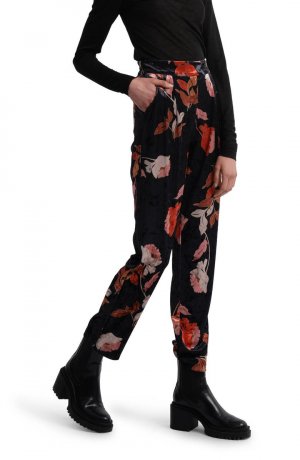 Бархатные брюки с цветочным принтом MOLLY BRACKEN, черный Bracken