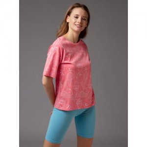 Пижама , размер XL, голубой, мультиколор Indefini. Цвет: розовый/rgb/голубой