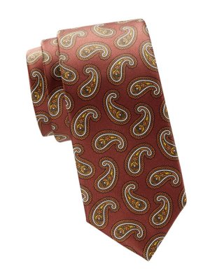 Шелковый галстук с пейсли , коричневый Brioni
