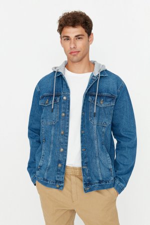 Куртка джинсовая с капюшоном, синий Trendyol