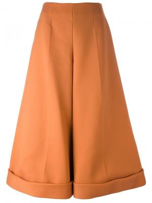 Укороченные широкие брюки Delpozo. Цвет: жёлтый и оранжевый