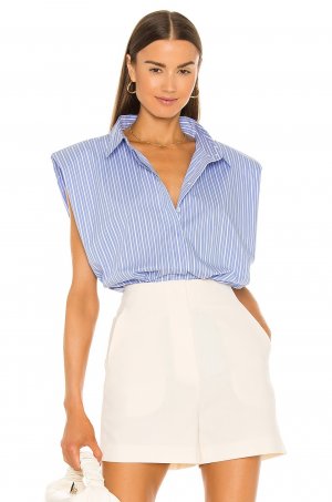 Рубашка Stripe Shoulder Pad, цвет Blue Bardot