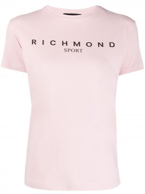 Футболка с круглым вырезом и логотипом John Richmond. Цвет: розовый