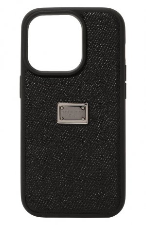 Кожаный чехол для iPhone 14 Pro Dolce & Gabbana. Цвет: чёрный