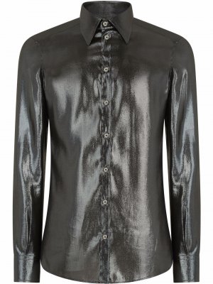 Рубашка с длинными рукавами и эффектом металлик Dolce & Gabbana. Цвет: синий