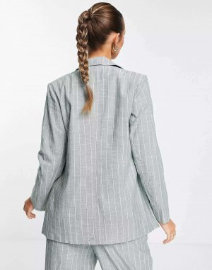 Костюмный пиджак в тонкую полоску цвета хаки Vero Moda