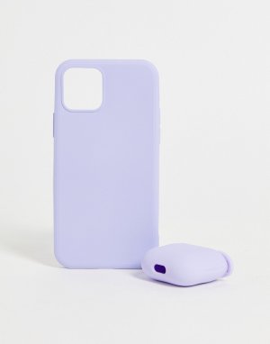 Комплект из чехла для iPhone 12 и футляра наушников-Голубой Madein.