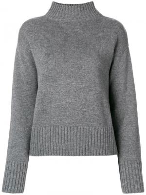 Трикотажный свитер с высокой горловиной Yves Salomon. Цвет: серый