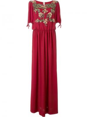 Декорированное вечернее платье Antonio Marras. Цвет: красный