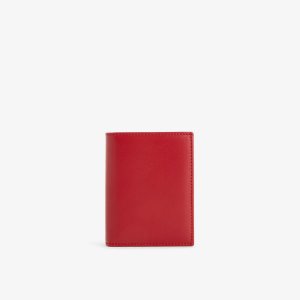Классический кожаный визитница с тисненым логотипом , красный Comme des Garçons
