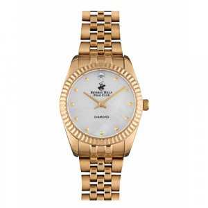 Наручные часы Американские женские кварцевые с минеральным стеклом BP3295X.120 гарантией, белый, золотой Beverly Hills Polo Club. Цвет: белый/золотистый