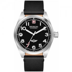 Часы швейцарские наручные мужские кварцевые на ремне SMWGA2100401 Swiss Military Hanowa. Цвет: черный