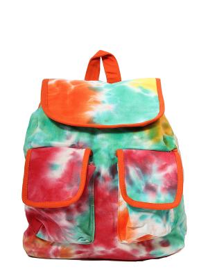 Рюкзак хлопок 2 карманас декор.отделкой ГАНГ. Цвет: бирюзовый, оранжевый