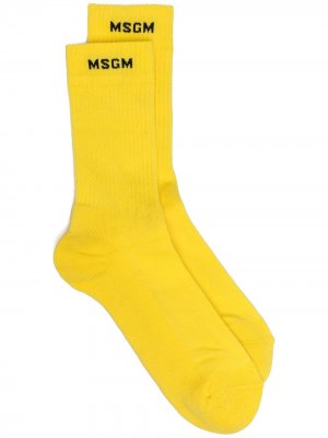 Трикотажные носки с логотипом MSGM. Цвет: желтый
