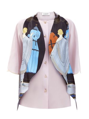 Блуза из струящегося шелка с воротом-платком LANVIN. Цвет: розовый
