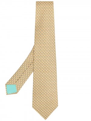 Жаккардовый галстук 2000-х годов Hermès. Цвет: желтый