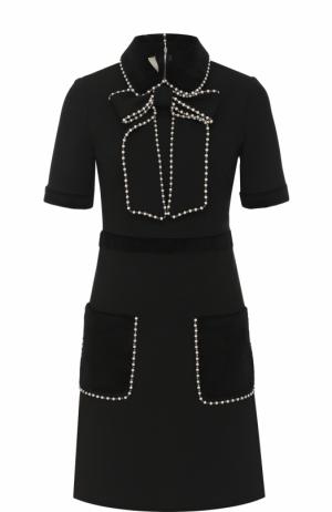 Приталенное мини-платье с коротким рукавом Gucci. Цвет: черный