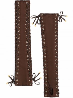 Перчатки-митенки на шнуровке Dolce & Gabbana. Цвет: коричневый