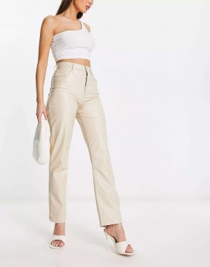 Прямые брюки из искусственной кожи Curve Love в стиле 90-х годов устрично-серого цвета Abercrombie & Fitch. Цвет: серый