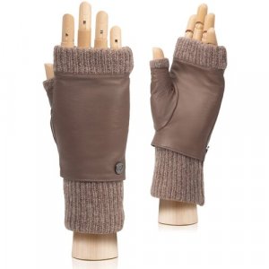 Перчатки зимние, натуральная кожа, подкладка, размер 6.5, мультиколор LABBRA. Цвет: бежевый/коричневый/серый