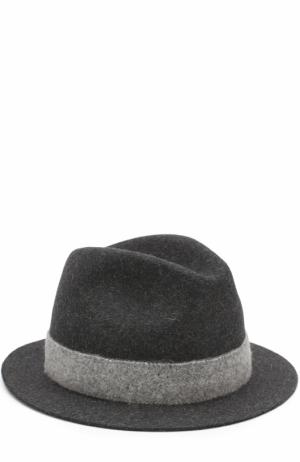 Фетровая шляпа с лентой Loro Piana. Цвет: темно-серый