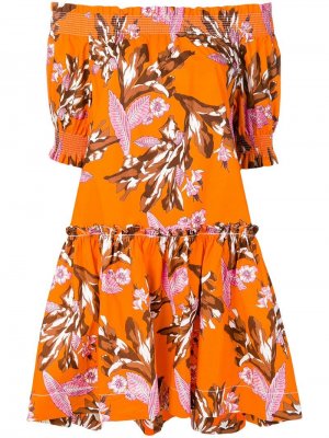 Короткое платье с цветочным принтом P.A.R.O.S.H.. Цвет: 819 arancio multicolor