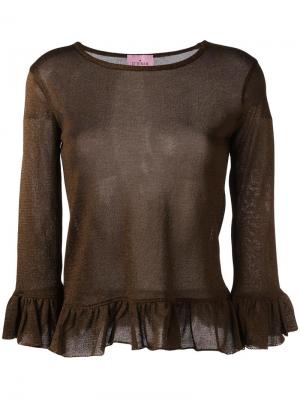 Трикотажная блузка Denia D'enia. Цвет: коричневый