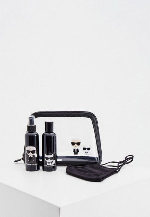 Маска для лица защитная Karl Lagerfeld , флаконы антисептиков 2 шт и косметичка, IKONIK. Цвет: черный