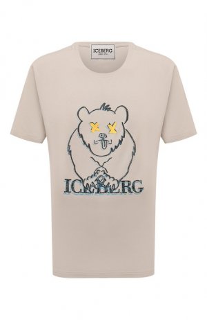 Хлопковая футболка Iceberg. Цвет: серый