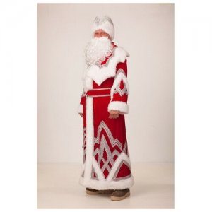 Карнавальный костюм Дед Мороз, вышивка серебро, шуба, шапка, варежки, борода, р. 54-56, рост 188 см./В упаковке шт: 1 Батик. Цвет: серебристый