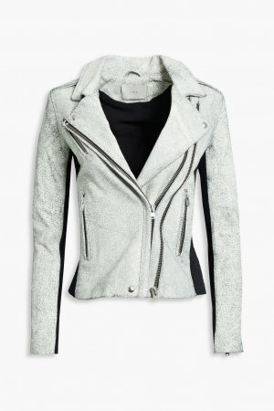 Байкерская куртка Ilaria из потрескавшейся кожи с трикотажными вставками в рубчик , белый IRO