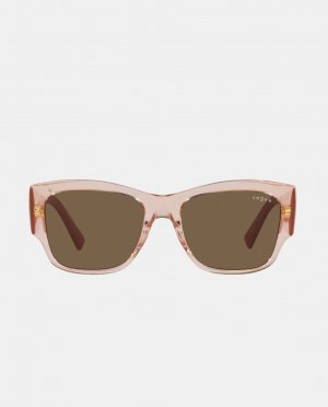 Квадратные женские солнцезащитные очки из ацетата натурального цвета Vogue