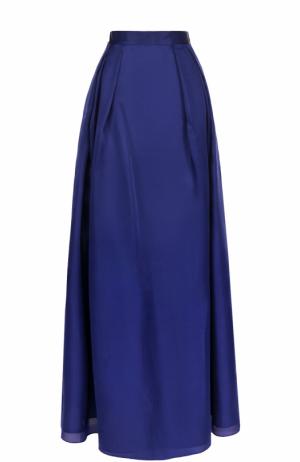 Шелковая юбка-макси с защипами St. John. Цвет: темно-синий