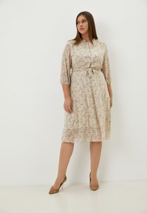 Платье Lady Sharm Classic. Цвет: бежевый