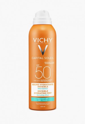 Спрей для тела Vichy солнцезащитный увлажняющий SPF50, 200 мл. Цвет: прозрачный