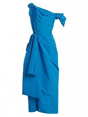 Асимметричное платье-миди с завязками Alexander Mcqueen, синий McQueen