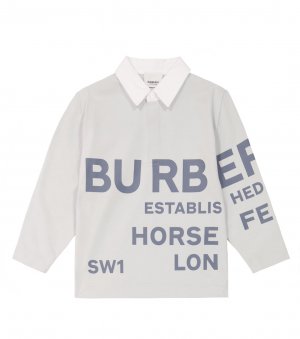 Рубашка-поло horseferry из хлопка , серый Burberry Kids
