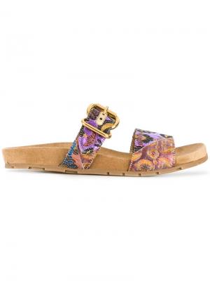 Жаккардовые сандалии с цветочным узором Prada. Цвет: разноцветный