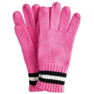 Розовые перчатки вязаные , размер 16, модель 22009GJC7601 Gulliver. Цвет: розовый/белый/черный