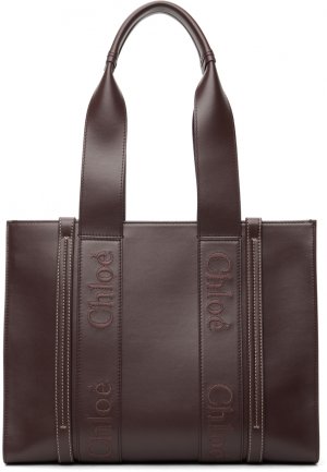 Бордовая сумка-тоут среднего размера Woody Chloe Chloé
